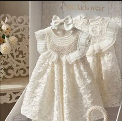Vintage Pearl Embroidered Princess Party Dress - Premium T/C Fabric Gown