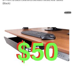 Stand Up Desk Store Add-On Office Sliding Under-Desk Drawer Storage Organizer for Standing Desks | Requires 14" of Front to Back Clearance Beneath Des