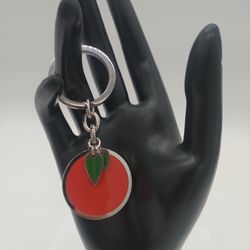 Authentic Coach Silver Orange Green Keychain Fob Rare 