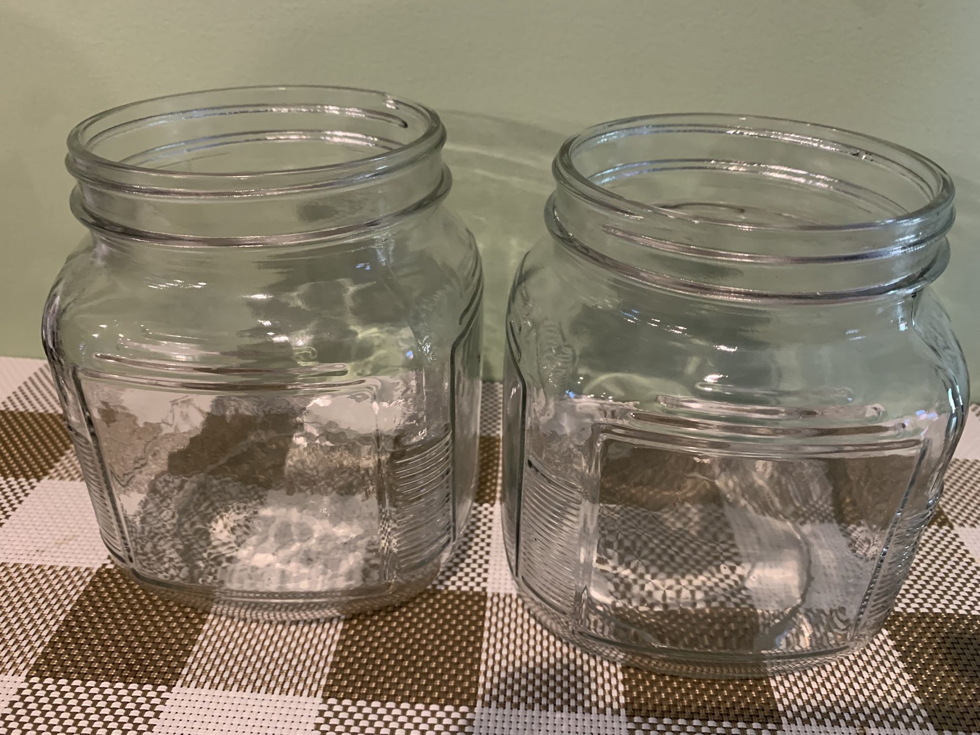 Set Of Two Thick Glass Storage Containers, No Lids,
