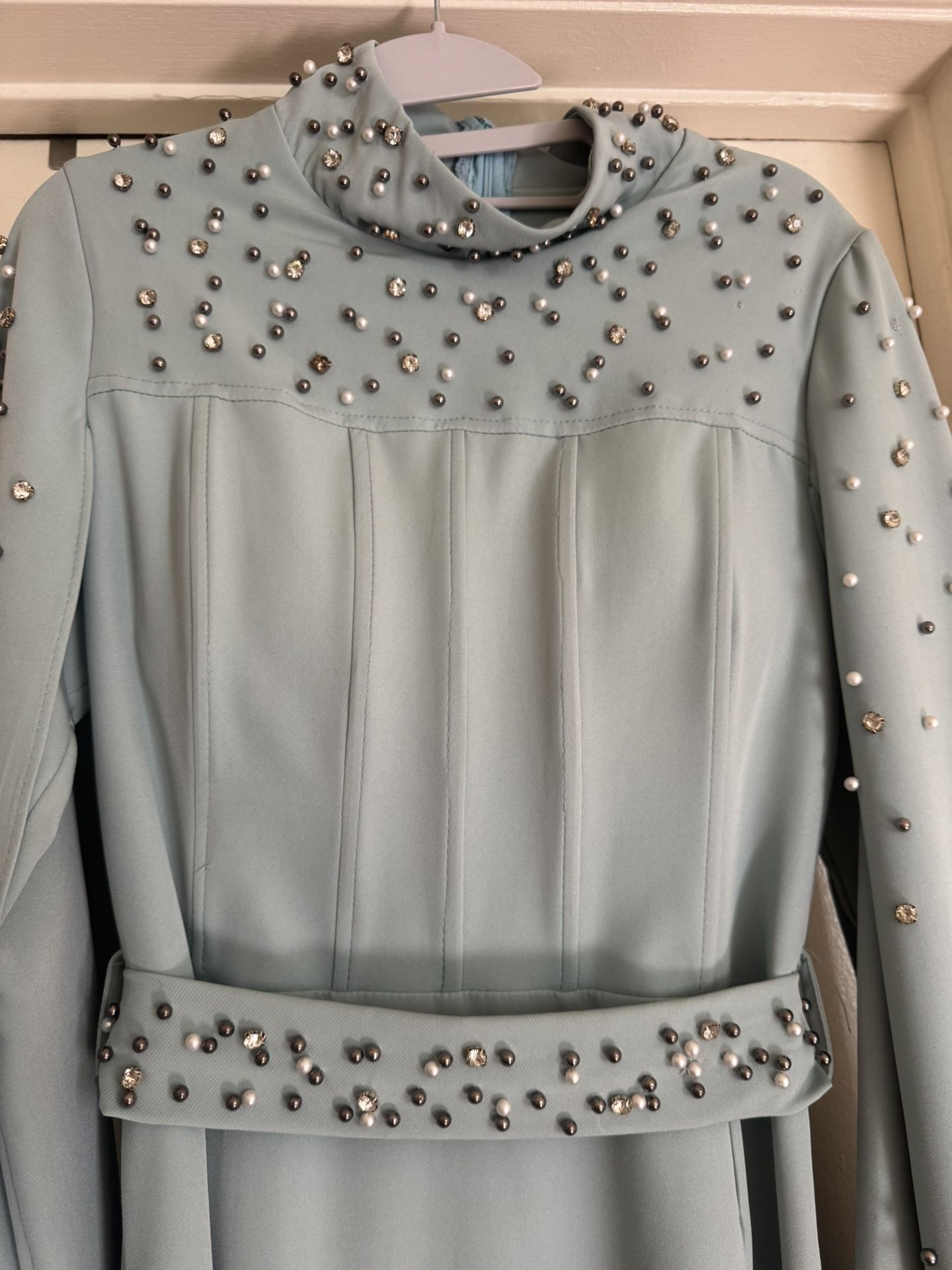 Dress With a hijab in the same color.