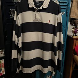 Vintage Y2K 2000s Ralph Lauren Polo Rugby Shirt Navy Blue XXL
