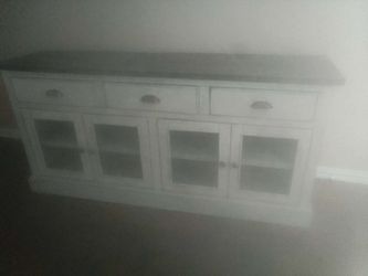 distressed, white, very heavy Buffet table distressed, white, very heavy