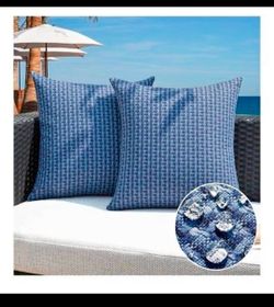 Outdoor Waterproof Throw Pillow Covers - Navy Blue, set of 2