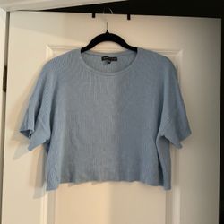 Kendall & Kylie Light Blue Ribbed Knit Top
