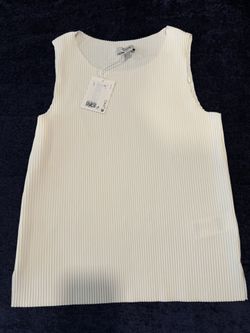 COS White Sleeveless Ribbed Top Size M