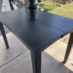 Dinning Pub table solid gray  wood / rustic wood table with extended leaf made in Malaysia. No chairs - 54 inches wide / 36 inches  high
