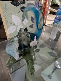 Glass elephant figurine 9" high