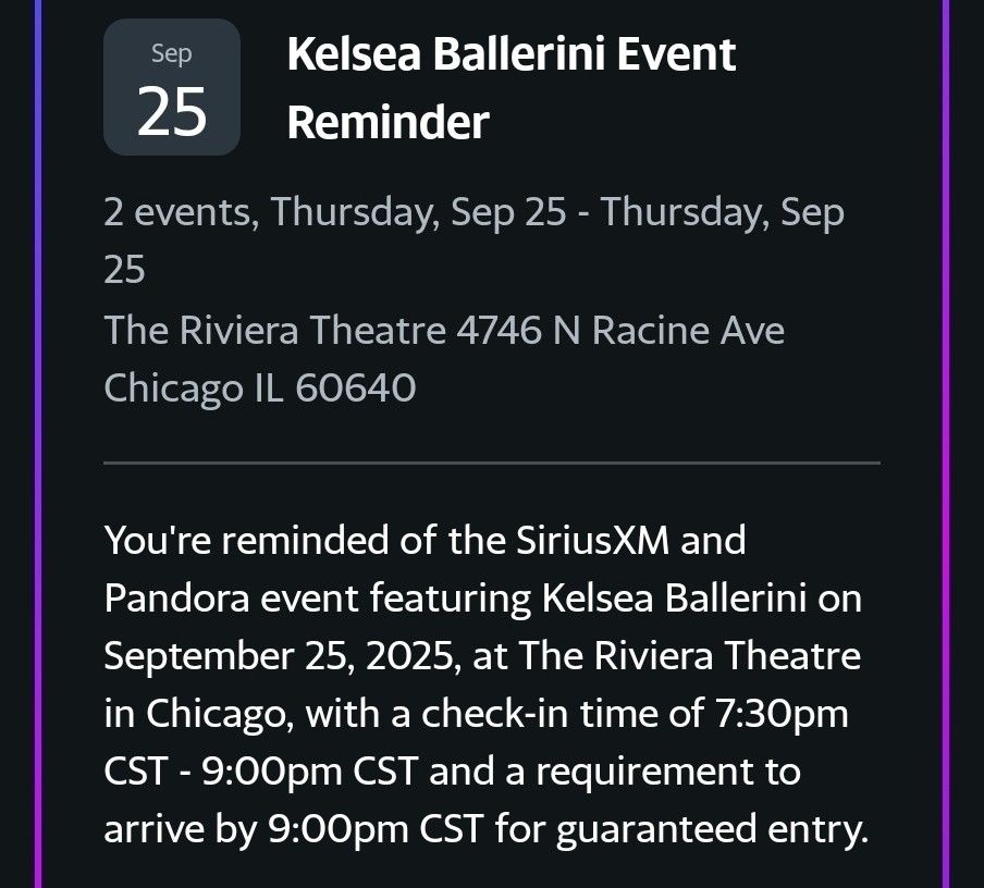 Kelsea bellerini xm event ticket