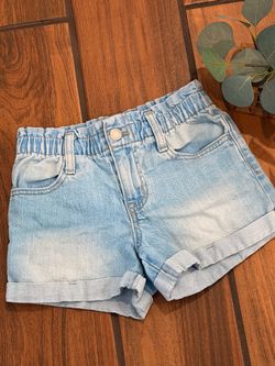 Light Blue Elastic Waist Denim Shorts
