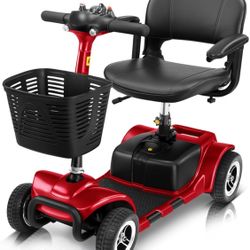 Vive 4 Wheel Mobility Scooter - Electric Powered Wheelchair Device - Compact Heavy Duty Mobile for Travel, Adults, Elderly - Long Range Power Extended