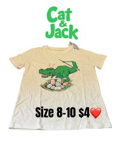 Cat & Jack Kids Easter Dinosaur Graphic Tee Size 8-10💖💖M17
