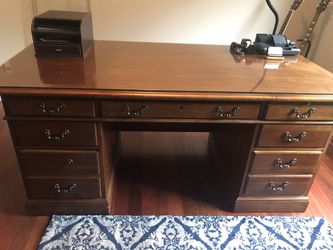 Hooker Cherry Wood Desk with Glass Top