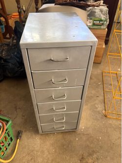 Vintage Silver Metal Rolling storage Toolbox