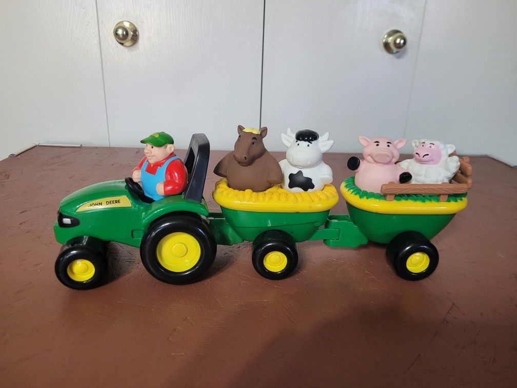 John Deere Tractor With Farmer & Animals