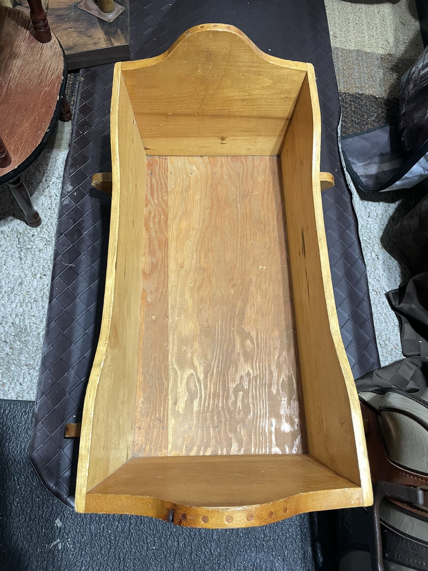 25 “Cradle Handmade Primitive Wooden Rocking Pine ? Baby Doll Bed Crib Rocker With Wild 💐