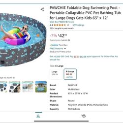 PAWCHIE Foldable Dog Swimming Pool - Portable Collapsible PVC Pet Bathing Tub