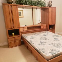 Used Solid Oak Queen Bedroom Set with Mattress