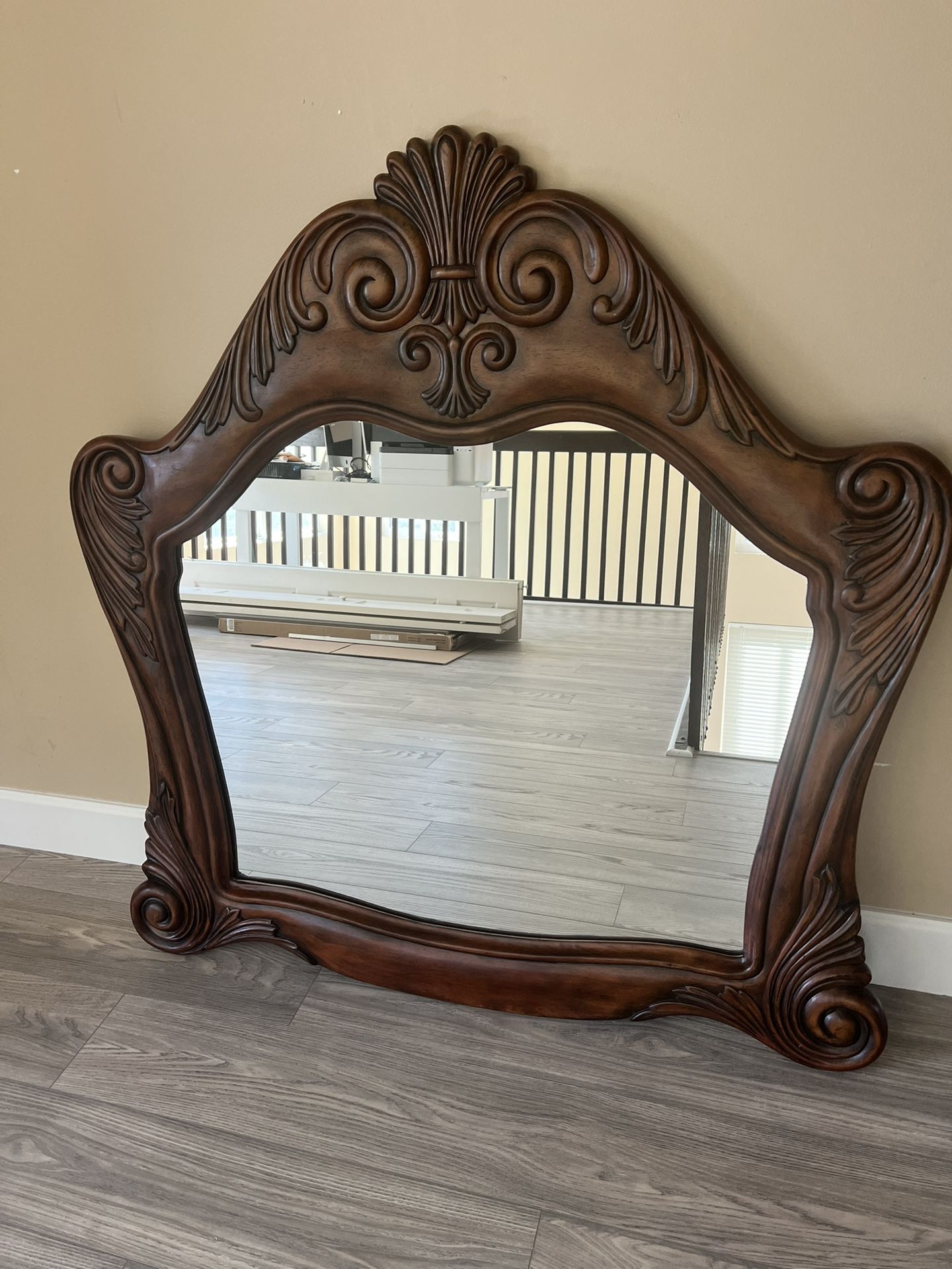 Carved Wood Mirror 