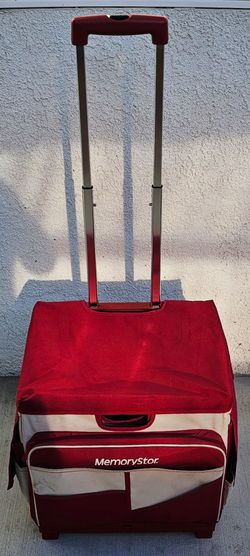 MemoryStor Universal Rolling Cart and Sectional Organizer Bag with a telescoping handle and front storage pockets