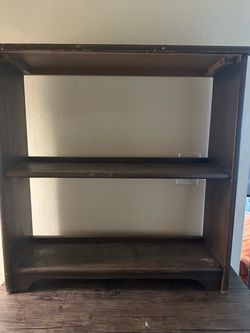 Dark wood three tier shelf, 20 dollars.