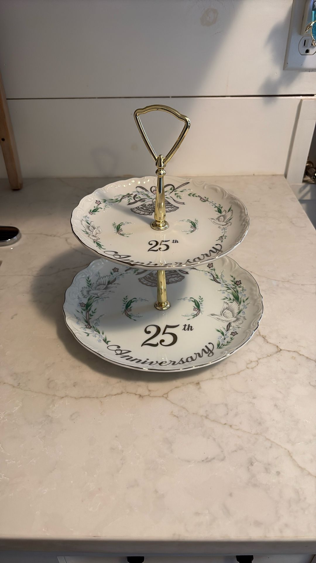 1984 Lefton 25th Anniversary Tiered Tray, Japan