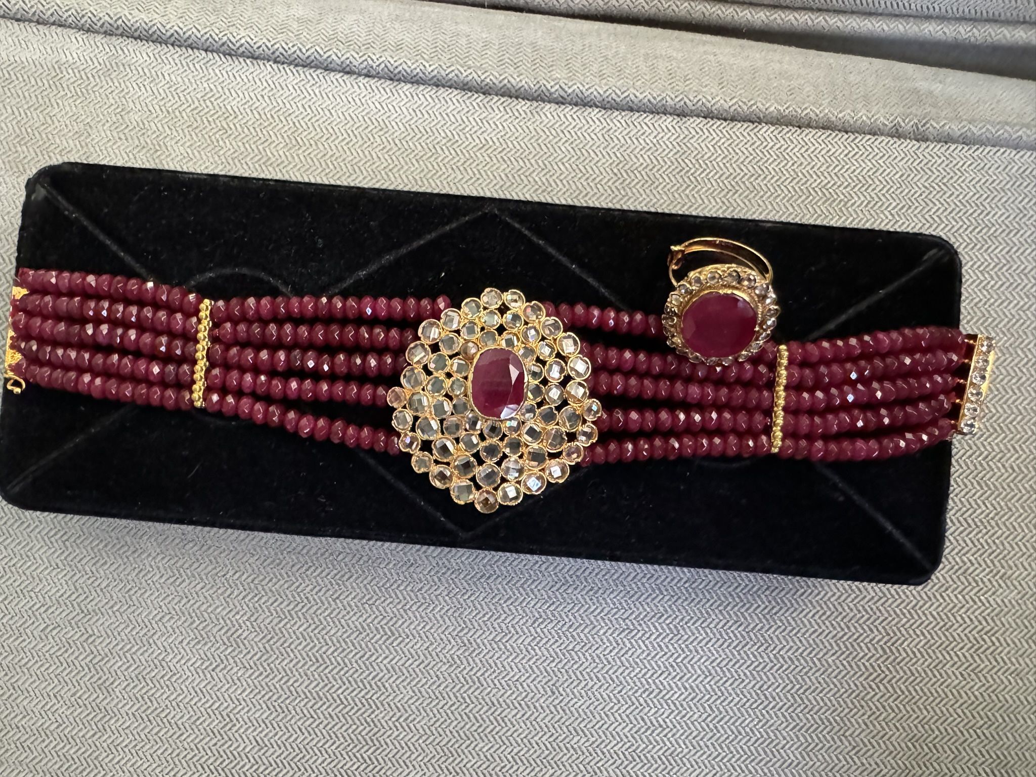 Beautiful Natural Ruby Bracelet And Ring Set