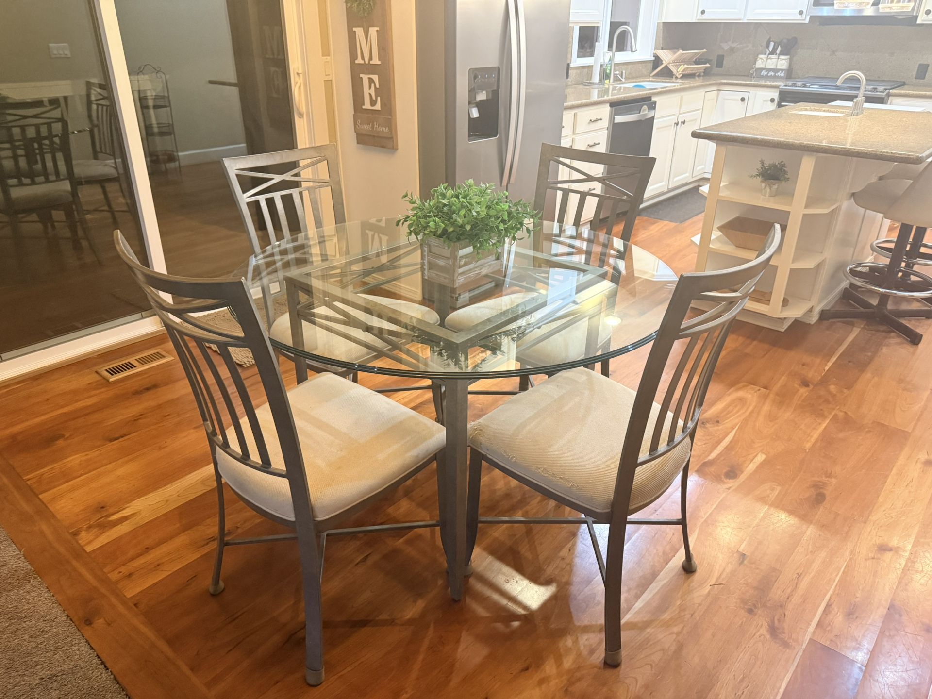 Farmhouse Style Kitchen Table: Metal and Glass 