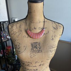 Pink and Orange Crescent Striped Bib