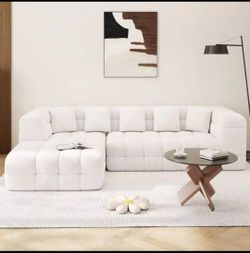 2 part white boneless couch Soft Boneless Couch Sofa 6 Seater, 107 in