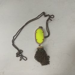 Neon Yellow Pendant Necklace with Tassel (Kendra Scott Inspired)
