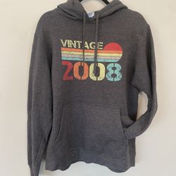 Adult Medium, Grey, Vintage 2008 Hoodie $20