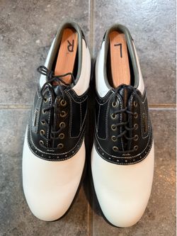 Golf Shoes Men’s FootJoy DryJoys  #53427 Comfort Leather Saddle Style NEW!