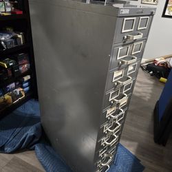 Vintage Metal Card Catalog Filing Cabinet 