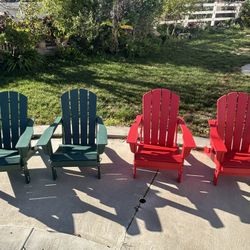Set Of 4 Brand New HDPE Folding Adirondack Chairs Assembled 
