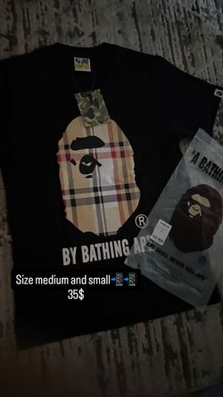 Black Burberry shirt bape size medium and small