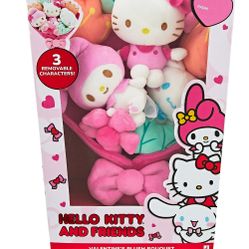 Hello Kitty and Friends - 12-inch Plush Valentine’s Bouquet - 9 Plush Included - Officially Licensed Sanrio product from Jazwares