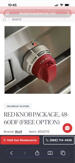 WOLF range oven control knob RED