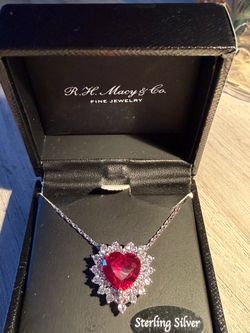 Lab-Grown Ruby and White Sapphire Heart Pendant Necklace in Sterling Silver Macy's Exclusive