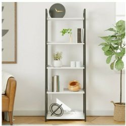 Mayview 5-Tier Ladder Bookcase, Black & White