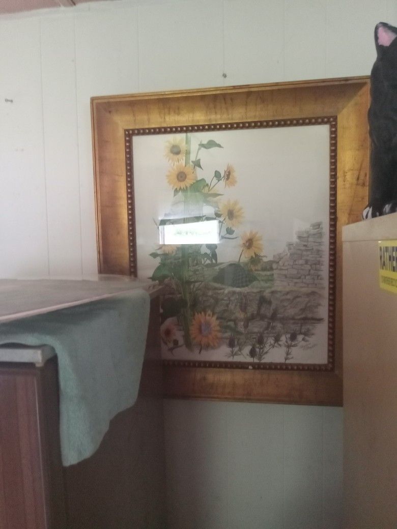 Rare Signed MARY W ompler Framed  Hand Colored Etching