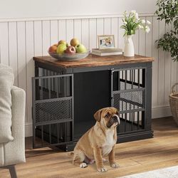 40” Black Dog Crate Furniture