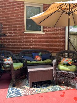 4 piece dark brown wicker