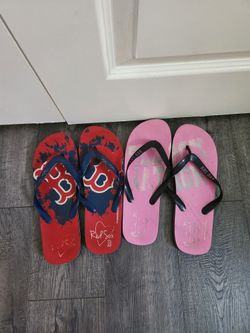 2 Pair Woman's Size 10 Boston Red Sox Flip Flops