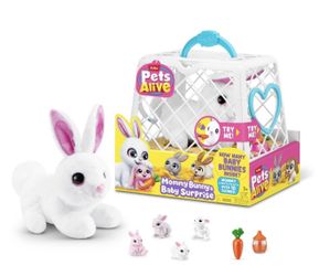 Pets Alive Mommy Bunny & Baby Surprise Rabbit Electronic Plush Girls Toy, Realistic Animal by ZURU