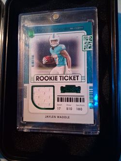2021 Panini Contenders Jaylen Waddle Rookie Ticket Swatch Variation RSV-JWA RC