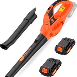 Cordless Leaf Blower,21V Handheld Electric Leaf Blower with 2 x 2.0Ah Battery & Charger, Lightweight Battery Powered Leaf Blower for Lawn Care, Patio,