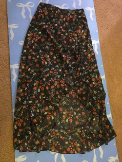 Black Floral Midi Wrap Skirt