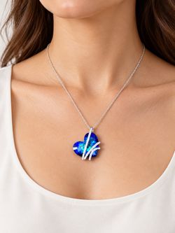 Blue Heart Pendant Necklace with Gift Box