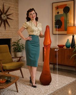 Mid century LE Smith Swung Vase, 40” Amberina